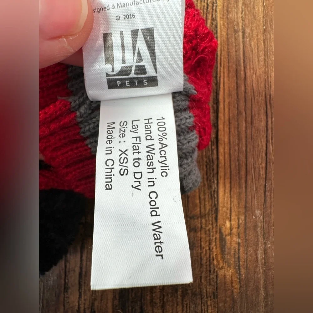 Cozy Red and Black Dog Bennie with Pom-Pom